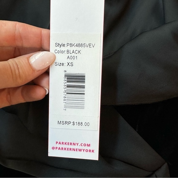 NEW Parker Women’s Ronda Asymmetrical Draped Velvet Top Tank Black XS $188 - Picture 6 of 8